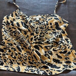 Topshop Black and Gold Leopard Camisole
